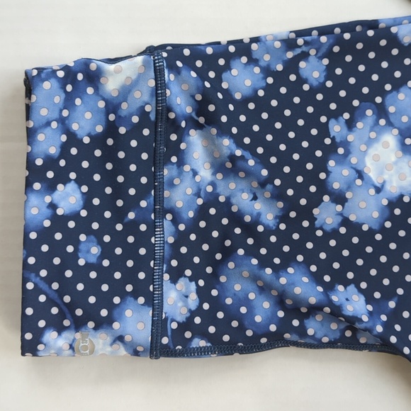 Inner Spirit Polka Dot Yoga Leggings S Blue White Pattern - Picture 7 of 15